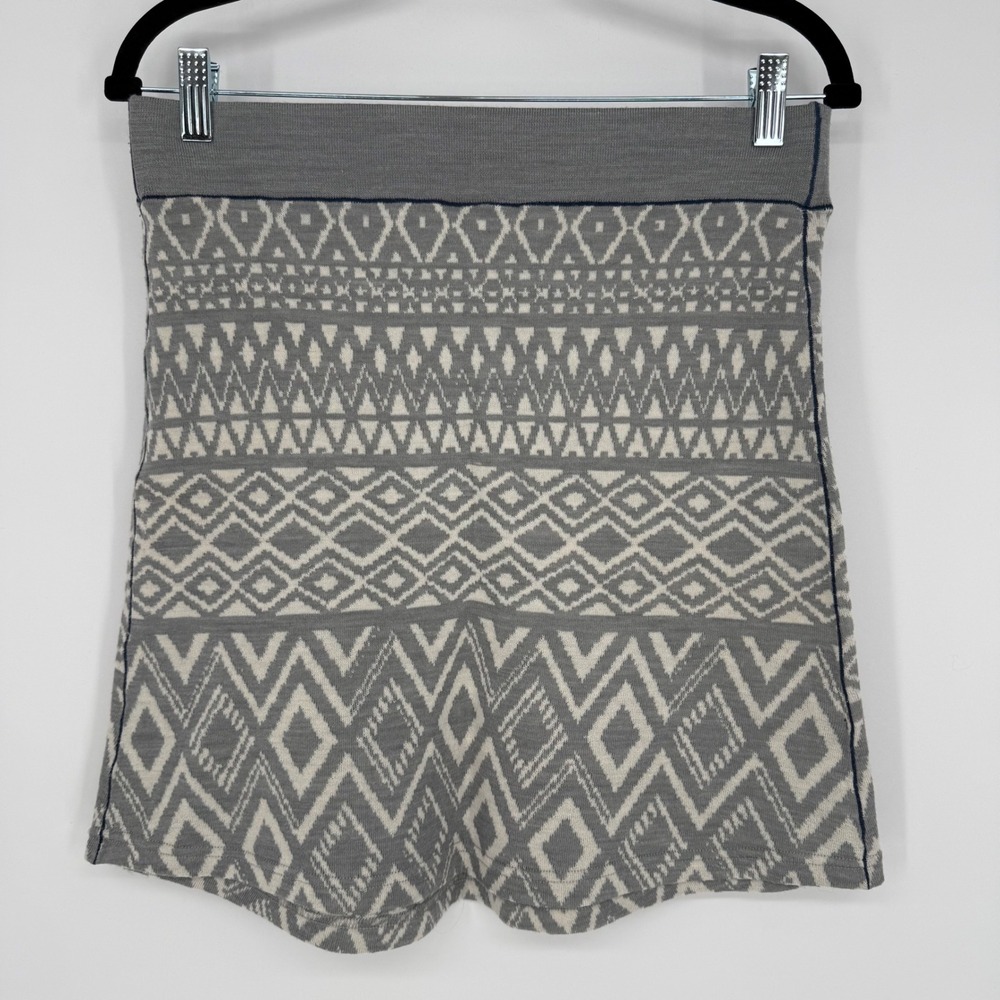 KUHL ADRIANA SKIRT MERINO WOOL BLEND GREY CREAM JACQUARD SMALL‎